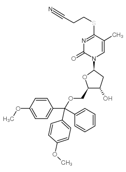 s4-(2-cyanoethyl)-5'-o-(dimethoxytrityl)-4-thiothymidine结构式