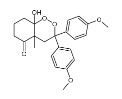 4,4-bis(4-methoxyphenyl)-1-hydroxy-6-methyl-2,3-dioxa[4.4.0]decan-7-one结构式