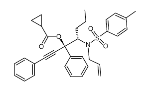(3S,4S)-4-(N-allyl-4-methylphenylsulfonamido)-1,3-diphenylhept-1-yn-3-yl cyclopropanecarboxylate结构式