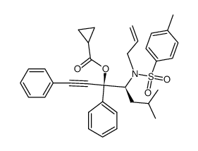 (3S,4S)-4-(N-allyl-4-methylphenylsulfonamido)-6-methyl-1,3-diphenylhept-1-yn-3-yl cyclopropanecarboxylate结构式