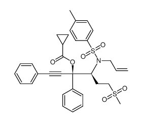 (3S,4S)-4-(N-allyl-4-methylphenylsulfonamido)-6-(methylsulfonyl)-1,3-diphenylhex-1-yn-3-yl cyclopropanecarboxylate结构式
