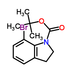 N-叔丁氧羰基-7-溴吲哚啉结构式