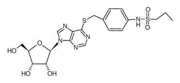 6-[[4-[N-(propylsulfonyl)amino]benzyl]thio]-9-(β-D-ribofuranosyl)purine结构式