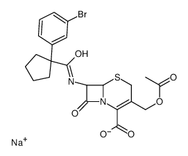 sodium,(6R,7R)-3-(acetyloxymethyl)-7-[[1-(3-bromophenyl)cyclopentanecarbonyl]amino]-8-oxo-5-thia-1-azabicyclo[4.2.0]oct-2-ene-2-carboxylate结构式