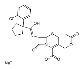 sodium,(6R,7R)-3-(acetyloxymethyl)-7-[[1-(2-chlorophenyl)cyclopentanecarbonyl]amino]-8-oxo-5-thia-1-azabicyclo[4.2.0]oct-2-ene-2-carboxylate结构式