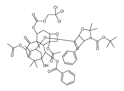 13-{[(3-t-Boc)-2,2-dimethyl-4S-phenyl-1,3-oxazolidin-5R-yl]formyl}-7-O-(2,2,2-trichloroethyl)oxy]carbonyl) Baccatin III结构式