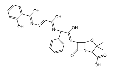 (2S,5R,6R)-6-[[2-[[(2E)-2-[(2-hydroxybenzoyl)hydrazinylidene]acetyl]amino]-2-phenylacetyl]amino]-3,3-dimethyl-7-oxo-4-thia-1-azabicyclo[3.2.0]heptane-2-carboxylic acid结构式