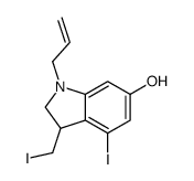 4-iodo-3-(iodomethyl)-1-prop-2-enyl-2,3-dihydroindol-6-ol结构式