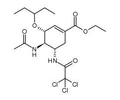 (3R,4R,5S)-ethyl 4-acetylamino-3-(pentan-3-yloxy)-5-(2,2,2-trichloroacetamido)cyclohex-1-enecarboxylate结构式