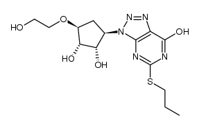 (1S,2S,3R,5S)-3-(7-hydroxy-5-(propylthio)-3H-[1,2,3]triazolo[4,5-d]pyrimidin-3-yl)-5-(2-hydroxyethoxy)cyclopentane-1,2-diol结构式