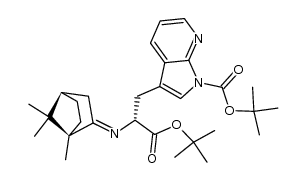 tert-butyl 3-((R)-3-(tert-butoxy)-3-oxo-2-(((1R,4R)-1,7,7-trimethylbicyclo[2.2.1]heptan-2-ylidene)amino)propyl)-1H-pyrrolo[2,3-b]pyridine-1-carboxylate结构式