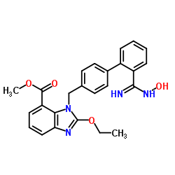 2-乙氧基-1-((2-(n-羟基甲脒基)-[1,1-联苯]-4-基)甲基)-1H-苯并[d]咪唑-7-羧酸甲酯结构式