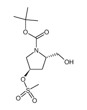 (2S,4R)-2-(羟甲基)-4-(甲磺酰氧基)吡咯烷-1-羧酸叔丁酯结构式