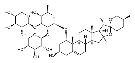 25(S)-ruscogenin 1-O-β-D-xylopyranosyl-(1→2)-[β-D-xylopyranosyl-(1→3)]-β-D-fucopyranoside结构式