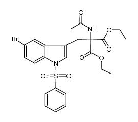 diethyl 2-acetamido-2-((5-bromo-1-(phenylsulfonyl)-1H-indol-3-yl)methyl)malonate结构式