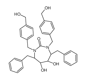 (4R,5S,6S,7R)-4,7-dibenzyl-5,6-dihydroxy-1,3-bis[4-(hydroxymethyl)benzyl]-1,3-diazepan-2-one结构式