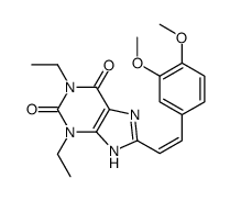 8-[(1E)-2-(3,4-二甲氧基苯基)乙烯基]-1,3-二乙基-3,9-二氢-1H-嘌呤-2,6-二酮结构式
