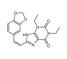 8-[(E)-2-(1,3-benzodioxol-5-yl)ethenyl]-1,3-diethyl-7H-purine-2,6-dione结构式