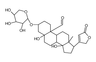 (3S,5S,10S,13R,14S,17R)-5,14-dihydroxy-13-methyl-17-(5-oxo-2H-furan-3-yl)-3-[(2S,5R)-3,4,5-trihydroxyoxan-2-yl]oxy-2,3,4,6,7,8,9,11,12,15,16,17-dodecahydro-1H-cyclopenta[a]phenanthrene-10-carbaldehyde结构式