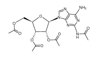 2-acetamido-9-(2,3,5-tri-O-acetyl-β-D-ribofuranosyl)adenine结构式