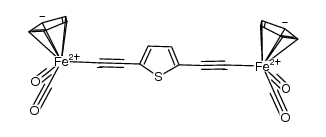 2,5-bis[dicarbonyl(η5-cyclopentadienyl)(σ1-ethynyl)iron(II)]thiophene结构式