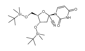 2',5'-di-O-(tert-butyldimethylsilyl)-1'-C-cyano-2'-deoxyuridine结构式