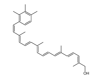 (2E,4E,6E,8E,10E,12E,14E,16E)-2,6,11,15-tetramethyl-17-(2,3,4-trimethylphenyl)heptadeca-2,4,6,8,10,12,14,16-octaen-1-ol结构式