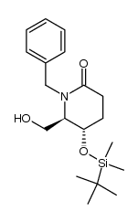 (5S,6R)-1-Benzyl-5-[(tert-butyldimethylsilyl)oxy]-6-(hydroxymethyl)-2-piperidinone结构式