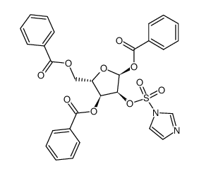1,3,5-tri-O-benzoyl-2-O-(2-imidazolylsulfonyl)-&alpha;-L-ribofuranose结构式