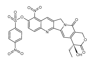 (S)-4-ethyl-4-hydroxy-10-nitro-3,14-dioxo-3,4,12,14-tetrahydro-1H-pyrano[3',4':6,7]indolizino[1,2-b]quinolin-9-yl 4-nitrobenzenesulfonate结构式