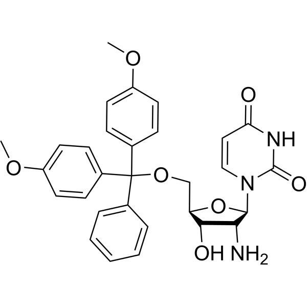 2′-Amino-5′-O-[bis(4-methoxyphenyl)phenylmethyl]-2′-deoxyuridine结构式