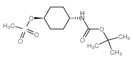 反式-甲烷磺酸 4-叔丁氧基羰基氨基-环己酯结构式