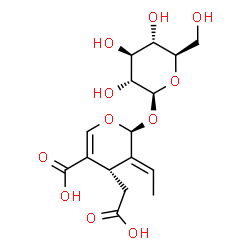 (2S,3E,4S)-5-羧基-3-亚乙基-2-(BETA-D-吡喃葡萄糖氧基)-3,4-二氢-2H-吡喃-4-乙酸结构式