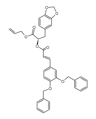 (R,E)-1-(allyloxy)-3-(benzo[d][1,3]dioxol-5-yl)-1-oxopropan-2-yl 3-(3,4-bis(benzyloxy)phenyl)acrylate结构式