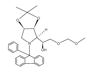 (S)-1-((3aS,4R,6aR)-2,2-dimethyl-5-(9-phenyl-9H-fluoren-9-yl)tetrahydro-3aH-[1,3]dioxolo[4,5-c]pyrrol-4-yl)-2-(methoxymethoxy)ethanol结构式