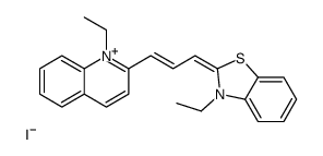 1-ethyl-2-[3-(3-ethyl-3H-benzothiazol-2-ylidene)prop-1-enyl]quinolinium iodide结构式