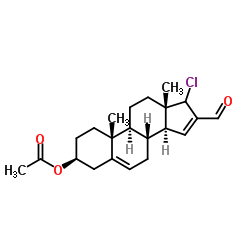 (10R,13S)-17-Chloro-16-formyl-10,13-dimethyl-2,3,4,7,8,9,10,11,12,13,14,15-dodecahydro-1H-cyclopenta[a]phenanthren-3-yl acetate结构式