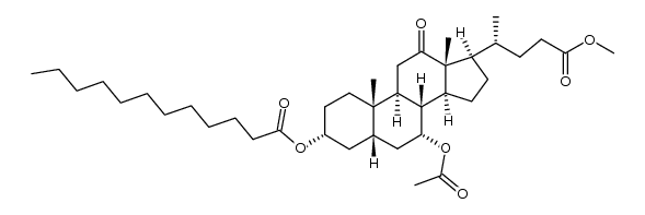 (3R,5S,7R,8R,9S,10S,13R,14S,17R)-7-acetoxy-17-((R)-5-methoxy-5-oxopentan-2-yl)-10,13-dimethyl-12-oxohexadecahydro-1H-cyclopenta[a]phenanthren-3-yl dodecanoate结构式