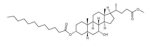 (3R,5R,7R,8R,9S,10S,13R,14S,17R)-7-hydroxy-17-((R)-5-methoxy-5-oxopentan-2-yl)-10,13-dimethylhexadecahydro-1H-cyclopenta[a]phenanthren-3-yl dodecanoate结构式