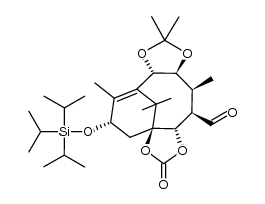 (3aS,5S,7aS,10aS,11S,12R,12aS)-6,9,9,11,13,13-hexamethyl-2-oxo-5-((triisopropylsilyl)oxy)-5,7a,10a,11,12,12a-hexahydro-4H-3a,7-methanocyclodeca[1,2-d:5,6-d']bis([1,3]dioxole)-12-carbaldehyde结构式