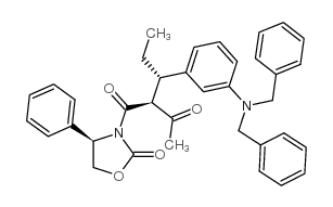 (4R)-3-[(2S,3S)-2-Acetyl-3-[3-[bis(phenylmethyl)amino]phenyl]-1-oxopentyl]-4-phenyl-2-oxazolidinone结构式