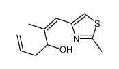 2-methyl-1-(2-methyl-1,3-thiazol-4-yl)hexa-1,5-dien-3-ol结构式