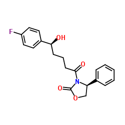 (4S)-3-[(5S)-5-(4-氟苯基)-5-羟基戊酰基]-4-苯基-1,3-氧氮杂环戊烷-2-酮结构式