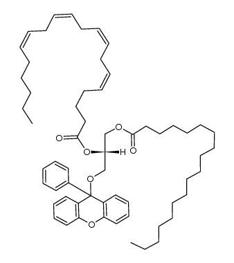 (S)-1-((9-phenyl-9H-xanthen-9-yl)oxy)-3-(stearoyloxy)propan-2-yl (5Z,8Z,11Z,14Z)-icosa-5,8,11,14-tetraenoate结构式
