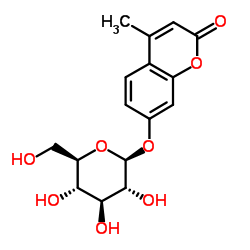4-甲基伞形酮酰-Β-D-吡喃葡糖酸苷结构式