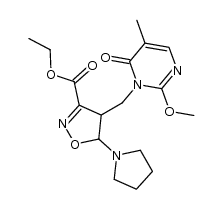 ethyl 4-((2-methoxy-5-methyl-6-oxopyrimidin-1(6H)-yl)methyl)-5-(pyrrolidin-1-yl)-4,5-dihydroisoxazole-3-carboxylate结构式