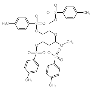2-methoxy-3,4,5-tris-(4-methylphenyl)sulfonyloxy-6-[(4-methylphenyl)sulfonyloxymethyl]oxane结构式