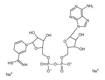 disodium,[[(3S,4R,5R)-5-(6-aminopurin-9-yl)-3,4-dihydroxy-tetrahy drofuran-2-yl]methoxy-oxido-phosphoryl] [(2R,3S,4R,5R)-5-(3-carba mothioyl-4H-pyridin-1-yl)-3,4-dihydroxy-tetrahydrofuran-2-yl]meth yl phosphate结构式