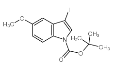 3-碘-5-甲氧基吲哚-1-羧酸叔丁酯结构式