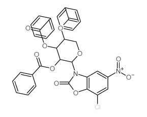 2-Benzoxazolinone,7-chloro-5-nitro-3-b-D-ribopyranosyl-, 2',3',4'-tribenzoate (8CI)结构式